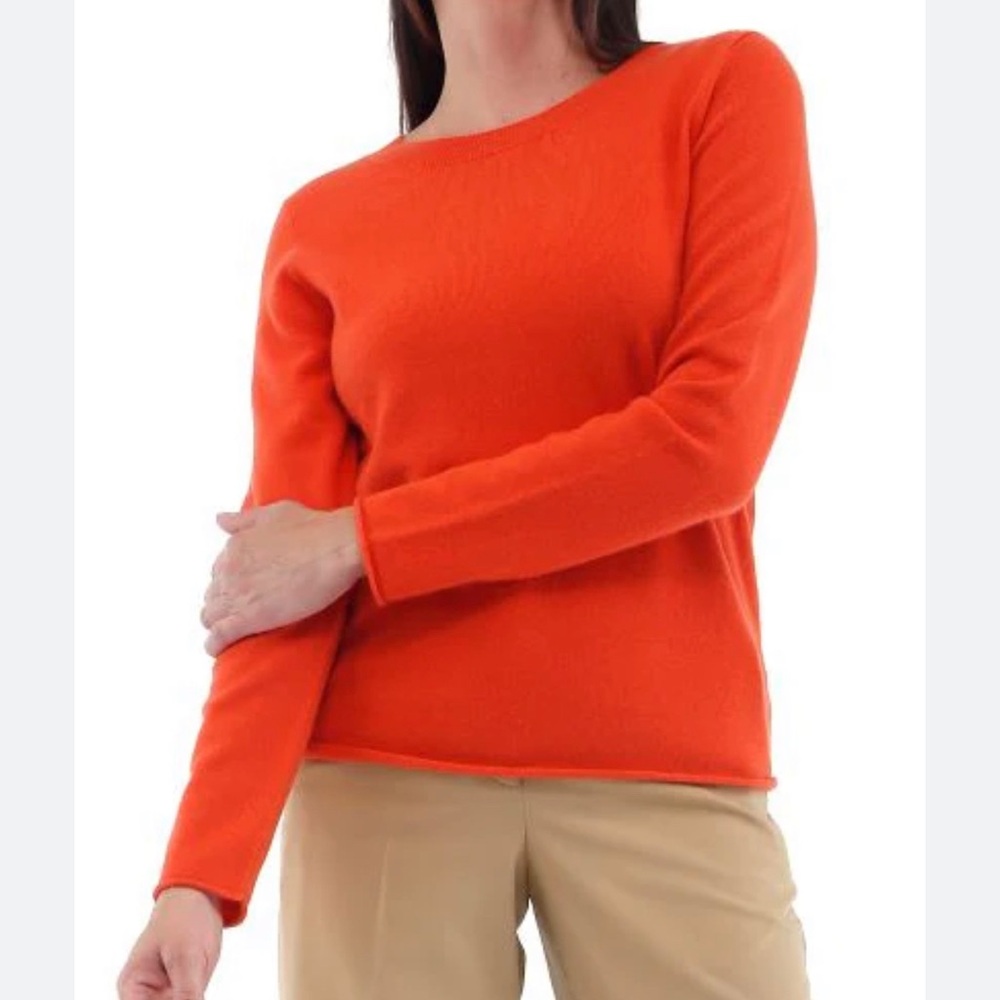 InCashmere Women's Orange Fitted Cashmere Sweater